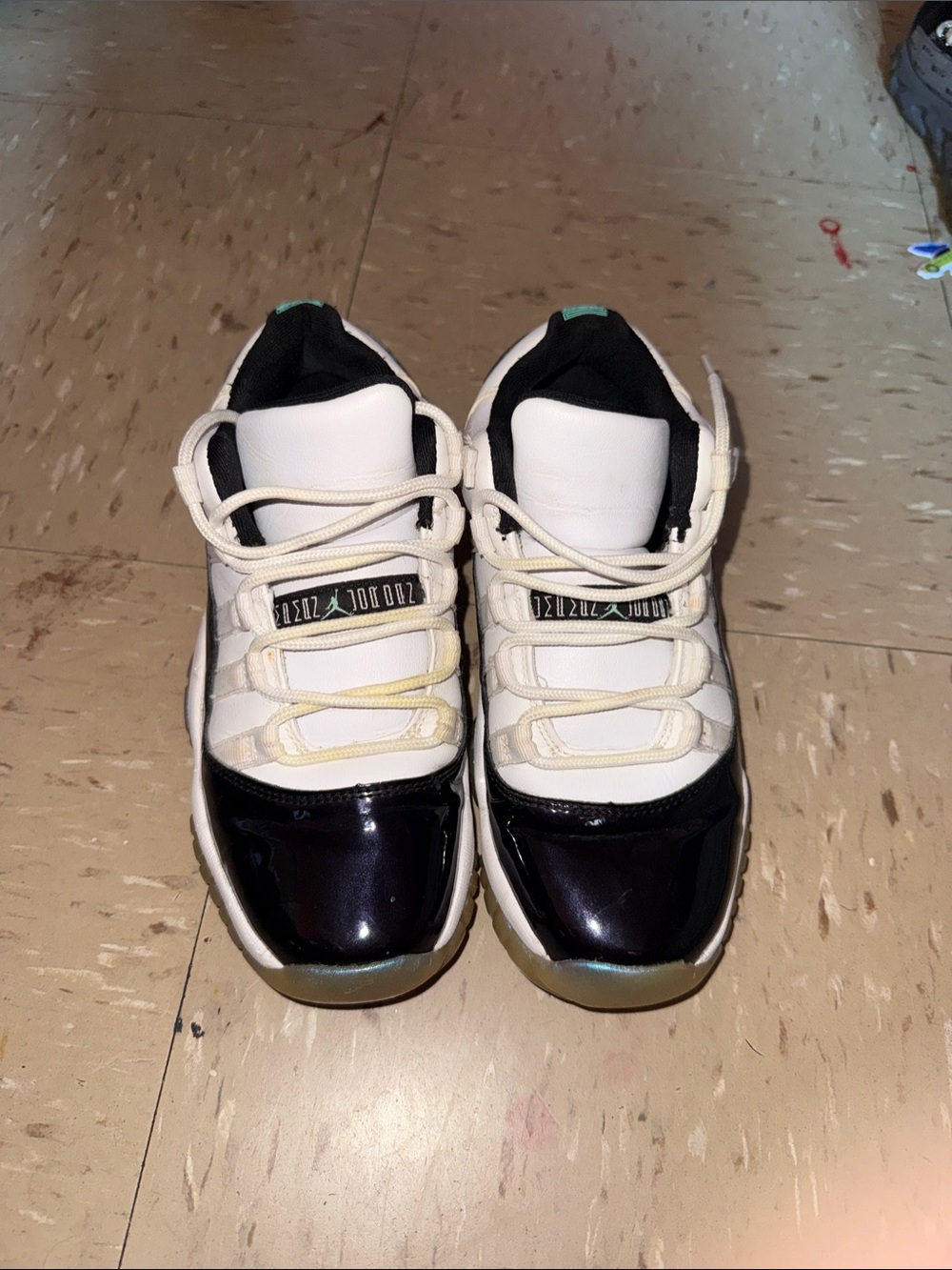 Jordan Low-Top Sneakers in White, Black and Teal Accent